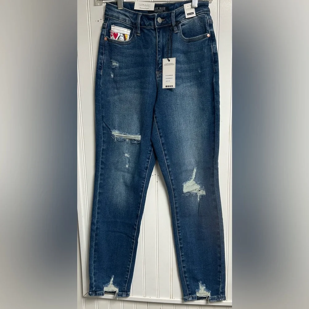 Judy Blue Hi-Rise Queen Of Hearts Boyfriend Jeans Size 1/25 Style #88569 NWT - Picture 4 of 10